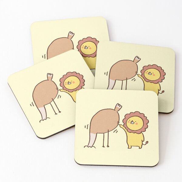 Item preview, Lion Teasing Ostrich Hiding Head in Sand designed and sold by Chunu Doodles.