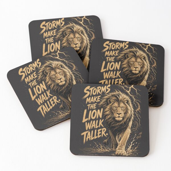 Item preview, Storms Make The Lion Walk Taller - Calm Under Pressure Resilience Quote Art designed and sold by Bennie Singh.