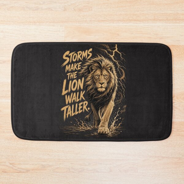 Item preview, Storms Make The Lion Walk Taller - Calm Under Pressure Resilience Quote Art designed and sold by Bennie Singh.