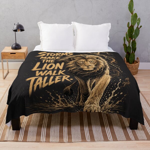 Item preview, Storms Make The Lion Walk Taller - Calm Under Pressure Resilience Quote Art designed and sold by Bennie Singh.