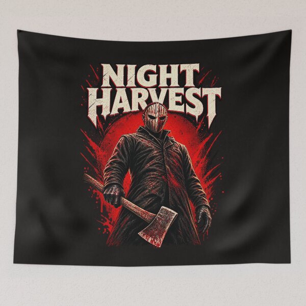 Aperçu de l'œuvre Night Harvest Horror – Dark Slasher Halloween Design créée et vendue par JokerH.
