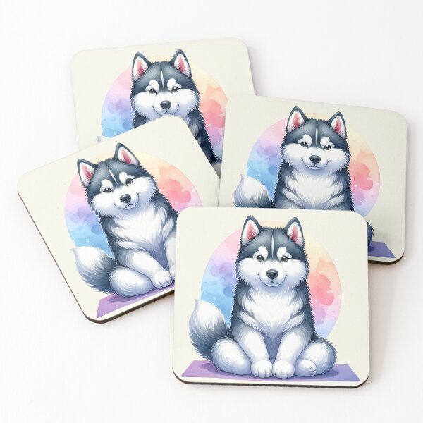 Item preview, Relaxed yoga husky dog in watercolors designed and sold by LiskoDesign.