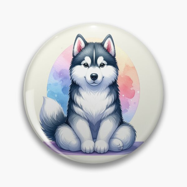 Artikelvorschau, Entspannter Yoga Husky Hund in Wasserfarben entworfen und verkauft von LiskoDesign.