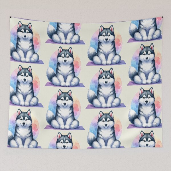Item preview, Relaxed yoga husky dog in watercolors designed and sold by LiskoDesign.
