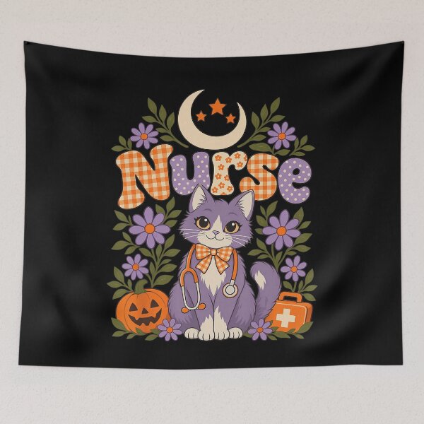 Item preview, Cute Halloween Nurse Cat with Pumpkin designed and sold by NoeValdric.