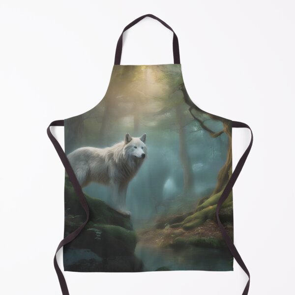 Item preview, Ghostly White Wolf Surveys his Forest Domain designed and sold by Fanta-sticky.