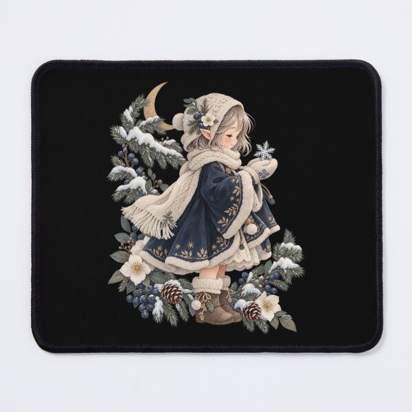 Item preview, Snowlight Wanderer Mystic Elf Girl Winter Botanical designed and sold by PhylonBoxx.
