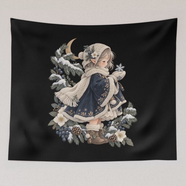 Item preview, Snowlight Wanderer Mystic Elf Girl Winter Botanical designed and sold by PhylonBoxx.