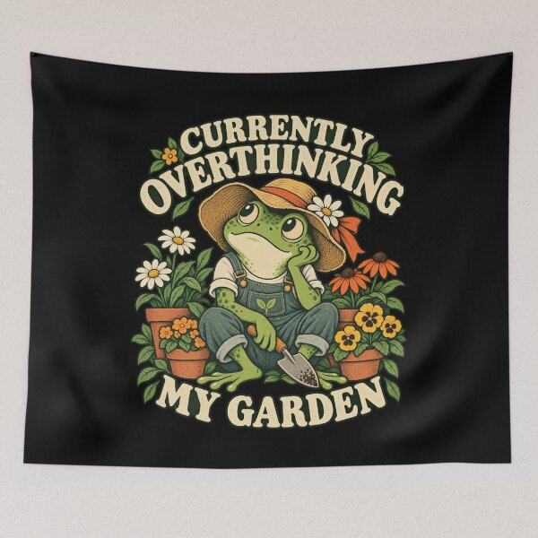 Item preview, Currently Overthinking My Garden Funny Frog Gardener designed and sold by Good Mood Foundry.