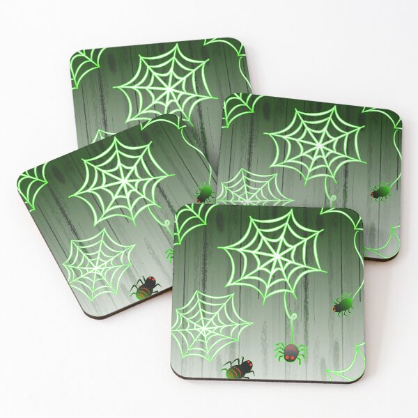 Item preview, Green Neon Spider Webs and Spiders Halloween designed and sold by Aom Road.