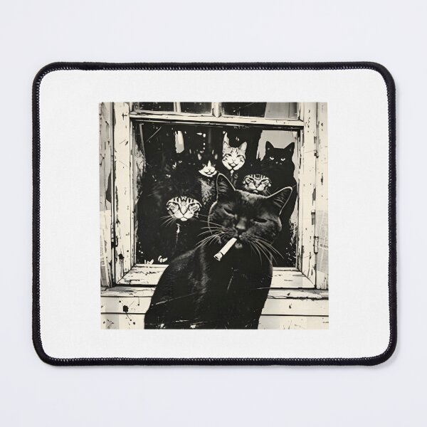 Item preview, Vintage Gangster Cat Design with Edgy Black Cat and Cigarette Illustration designed and sold by OceanBeagle.