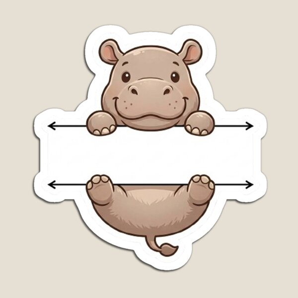 Item preview, Cute Peeking Hippo Name Frame Split Monogram designed and sold by PetalsPaws.