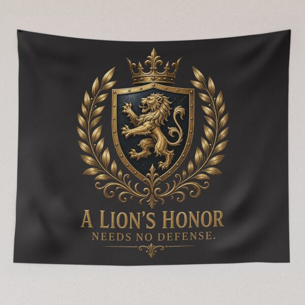 Item preview, A Lion's Honor Needs No Defense - Royal Crest Coat Of Arms Leadership Art designed and sold by Bennie Singh.