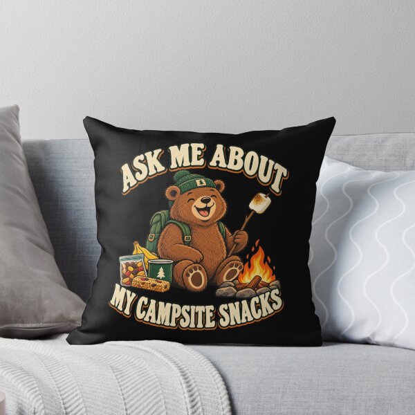 Item preview, Ask Me About My Campsite Snacks Funny Camping Bear designed and sold by Good Mood Foundry.