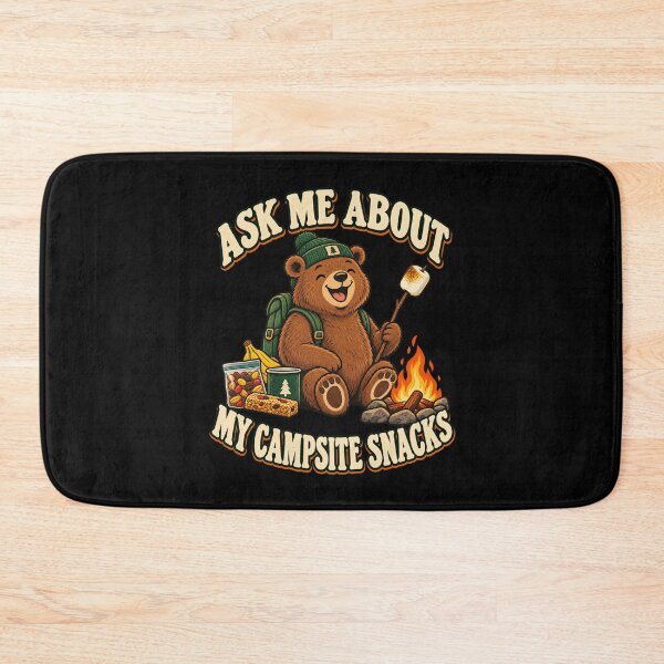 Item preview, Ask Me About My Campsite Snacks Funny Camping Bear designed and sold by Good Mood Foundry.