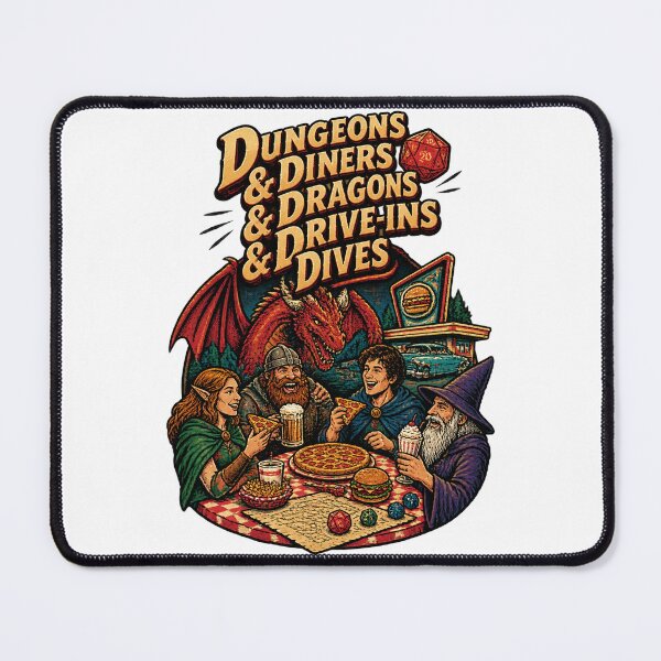 Item preview, Dungeons Diners Dragons Drive-Ins and Dives Inspired Retro Design designed and sold by jarosa.