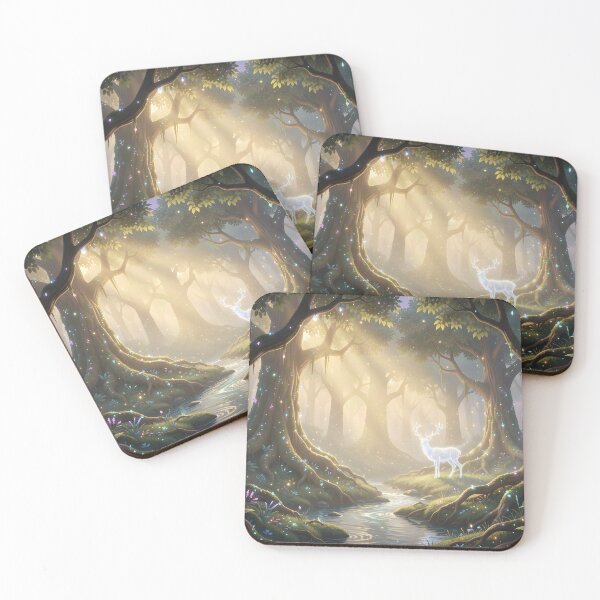 Item preview, Ghostly White Stag in a Magical Forest designed and sold by Fanta-sticky.