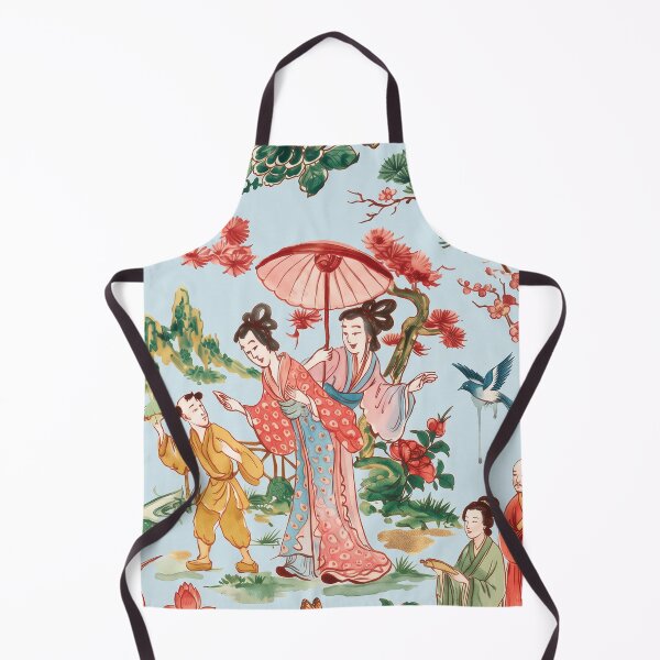 Item preview, Chinoiserie Garden Ladies Watercolor Illustration — Light Blue Background designed and sold by Fani*.