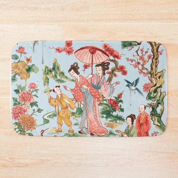 Item preview, Chinoiserie Garden Ladies Watercolor Illustration — Light Blue Background designed and sold by Fani*.