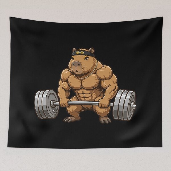 Item preview, Buff Capybara Gym Funny Deadlift - Capybara Bodybuilder designed and sold by StrongEveryDayStore.