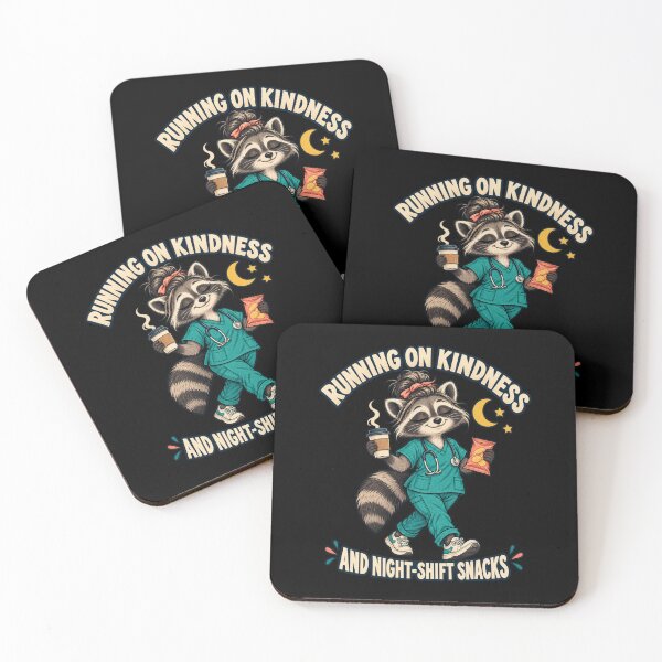 Item preview, Running on Kindness and Night-Shift Snacks - Raccoon Nurse designed and sold by Good Mood Foundry.