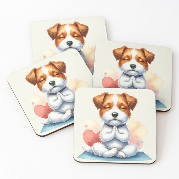Item preview, Relaxed yoga Jack Russell dog in watercolors designed and sold by LiskoDesign.