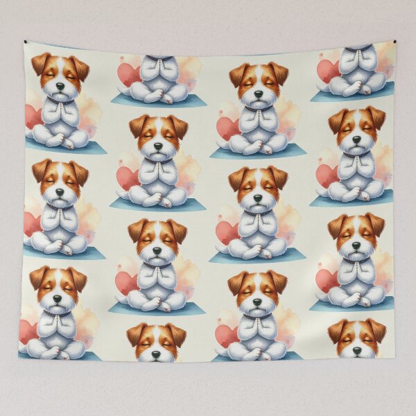 Item preview, Relaxed yoga Jack Russell dog in watercolors designed and sold by LiskoDesign.