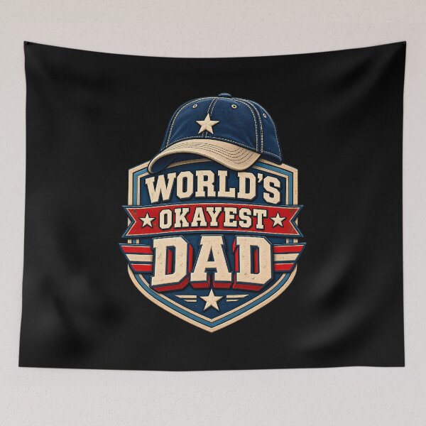 Item preview, Worlds Okayest Dad Funny Father Baseball Cap Patriotic Humor Retro  designed and sold by Photo-Sphere101.