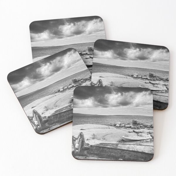 Item preview, Vintage Abandoned Fishing Boats on a Rocky Seashore Fine Art designed and sold by Faith Based Decor & Art &Gifts.