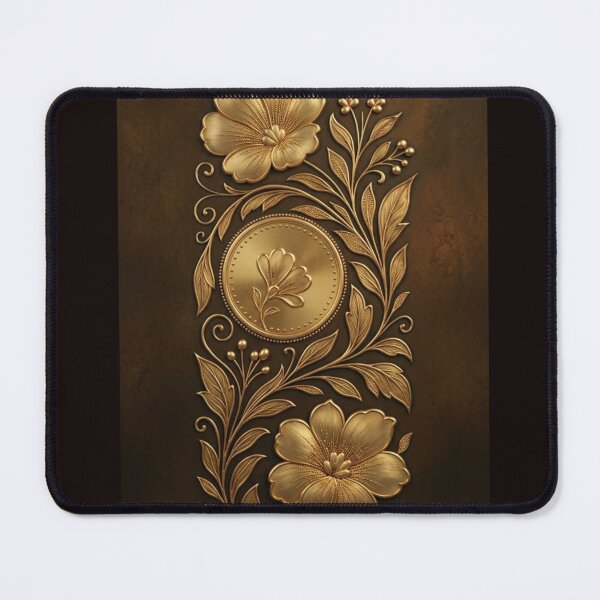 Item preview, 3D Golden Floral Relief Retro Art Panel designed and sold by Sakshiartwork.