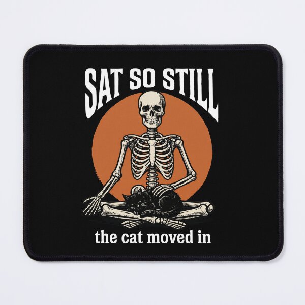 Item preview, Meditating Skeleton and Black Cat Woodcut: Sat So Still designed and sold by Osmose-Studio.