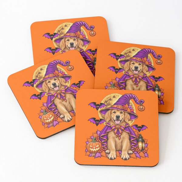 Item preview, Golden Retriever Halloween Witch Costume & Spooky Pumpkin designed and sold by PixelsPaws.