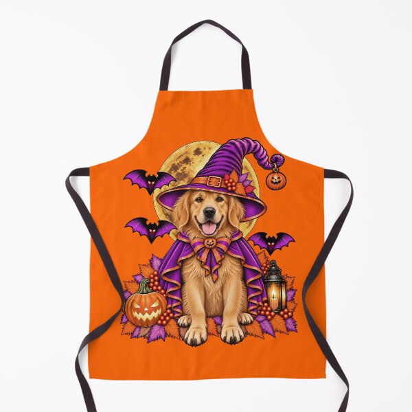 Item preview, Golden Retriever Halloween Witch Costume & Spooky Pumpkin designed and sold by PixelsPaws.