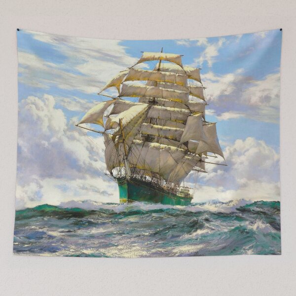 Item preview, Emerald clipper in turquoise seas marine nautical maritime sailing seascape painting print designed and sold by Jéanpaul  Ferro.