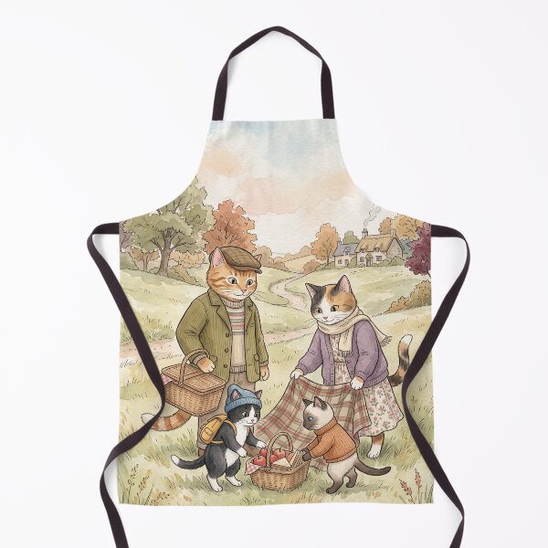 Item preview, Family of cats on a cozy watercolor picnic in the English countryside designed and sold by TheCoolCatsMx.