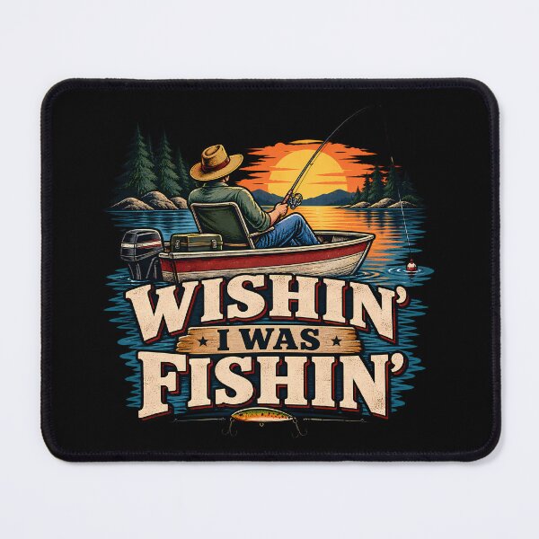 Item preview, Wishin I Was Fishin Funny Angler Fishing Boat Retro designed and sold by Photo-Sphere101.
