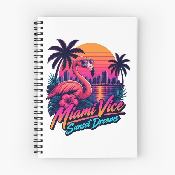 Artikelvorschau, Retro-Sonnenuntergang im Miami-Vice-Stil mit Palmen und Meeresatmosphäre entworfen und verkauft von Sonicify.