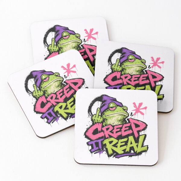 Item preview, Creep It Real Graffiti Frog T-Shirt | Sarcastic Middle Finger Toad Purple Neon Halloween Gift designed and sold by illeN-Art-World.