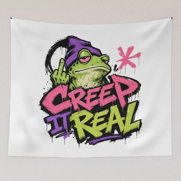 Item preview, Creep It Real Graffiti Frog T-Shirt | Sarcastic Middle Finger Toad Purple Neon Halloween Gift designed and sold by illeN-Art-World.