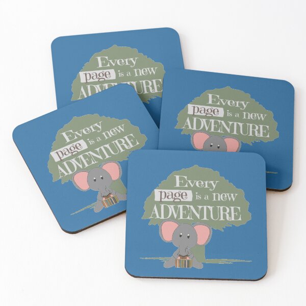 Item preview, Every Page Is a New Adventure – Cute Reading Elephant designed and sold by bookstackdream.