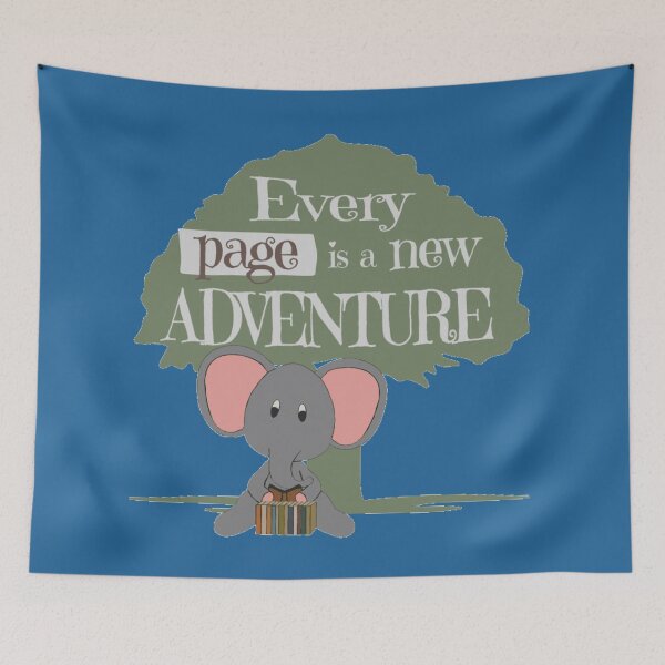 Item preview, Every Page Is a New Adventure – Cute Reading Elephant designed and sold by bookstackdream.