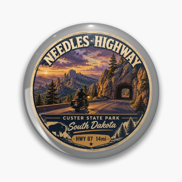 Item preview, Needles Highway US87 USA Black Hills South Dakota Sticker TShirt Motorcycle 04 designed and sold by OuterShellUK.