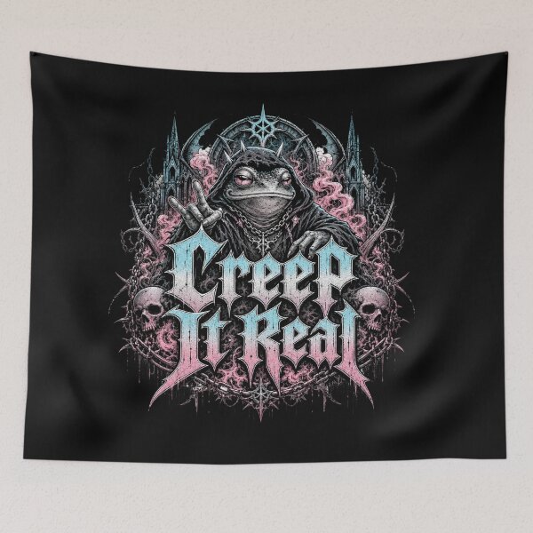 Item preview, Creep It Real Gothic Hooded Frog T-Shirt | Dark Necromancer Toad Pastel Goth Metal Gift designed and sold by illeN-Art-World.