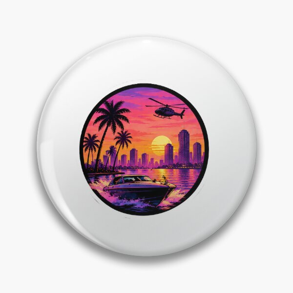 Item preview, Neon Sunset Speedboat City Sticker designed and sold by Vikram-Solanki.