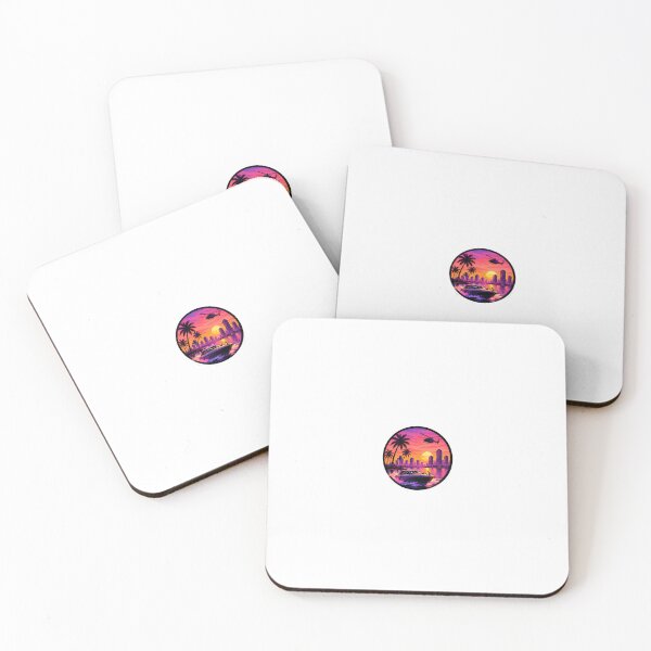 Item preview, Neon Sunset Speedboat City Sticker designed and sold by Vikram-Solanki.
