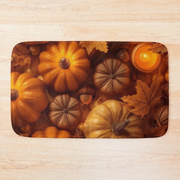 Item preview, Cozy Autumn Harvest Glowing Pumpkin Flatlay designed and sold by LakLuxe studio .