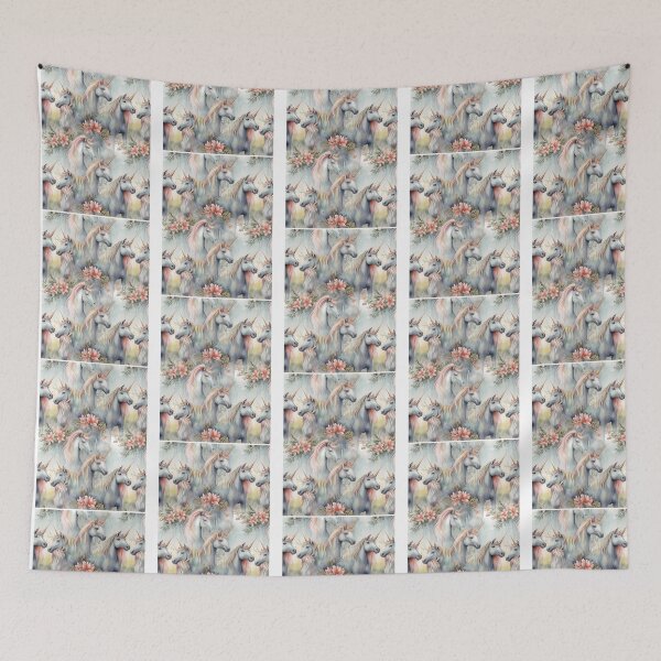 Item preview, Unicorns Fantastic Animals Unicorn Lover Floral Watercolor Pattern designed and sold by perduelasonyas.
