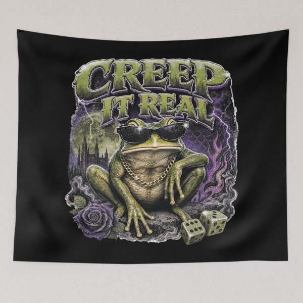 Item preview, Creep It Real Cool Frog T-Shirt | 90s Bootleg Rap Toad Sunglasses Gold Chain Dice Gift designed and sold by illeN-Art-World.