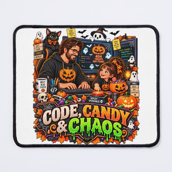 Item preview, Code Candy & Chaos – Funny Halloween Developer Dad Daughter designed and sold by Haji  Kamora.