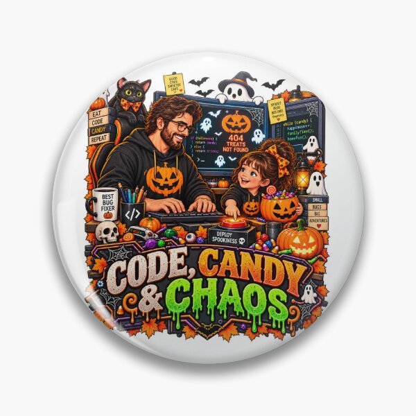 Artikelvorschau, Code Candy & Chaos – Lustige Halloween-Entwickler-Vater-Tochter entworfen und verkauft von Haji  Kamora.